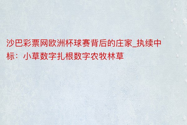 沙巴彩票网欧洲杯球赛背后的庄家_执续中标：小草数字扎根数字农牧林草