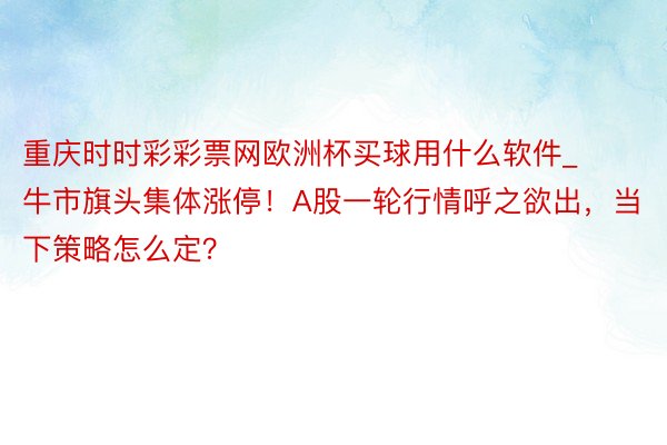 重庆时时彩彩票网欧洲杯买球用什么软件_牛市旗头集体涨停！A股一轮行情呼之欲出，当下策略怎么定？