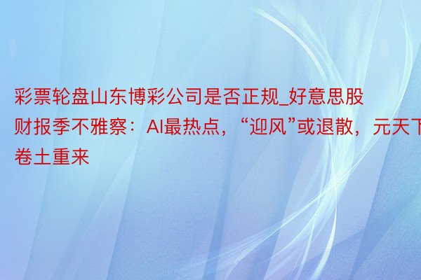 彩票轮盘山东博彩公司是否正规_好意思股财报季不雅察：AI最热点，“迎风”或退散，元天下卷土重来