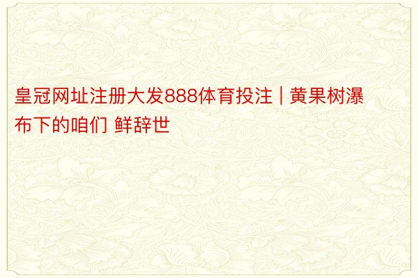 皇冠网址注册大发888体育投注 | 黄果树瀑布下的咱们 鲜辞世