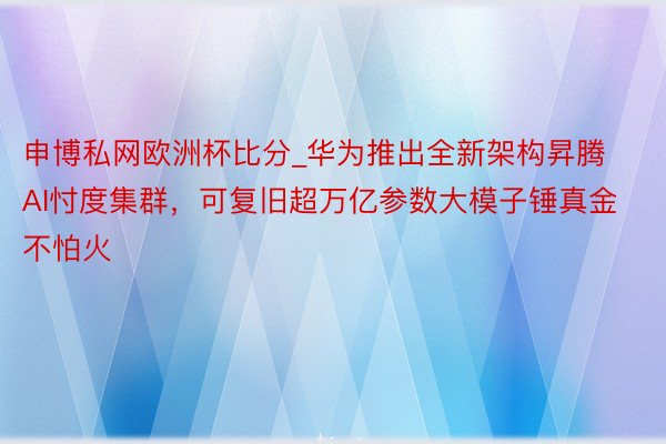 申博私网欧洲杯比分_华为推出全新架构昇腾AI忖度集群，可复旧超万亿参数大模子锤真金不怕火